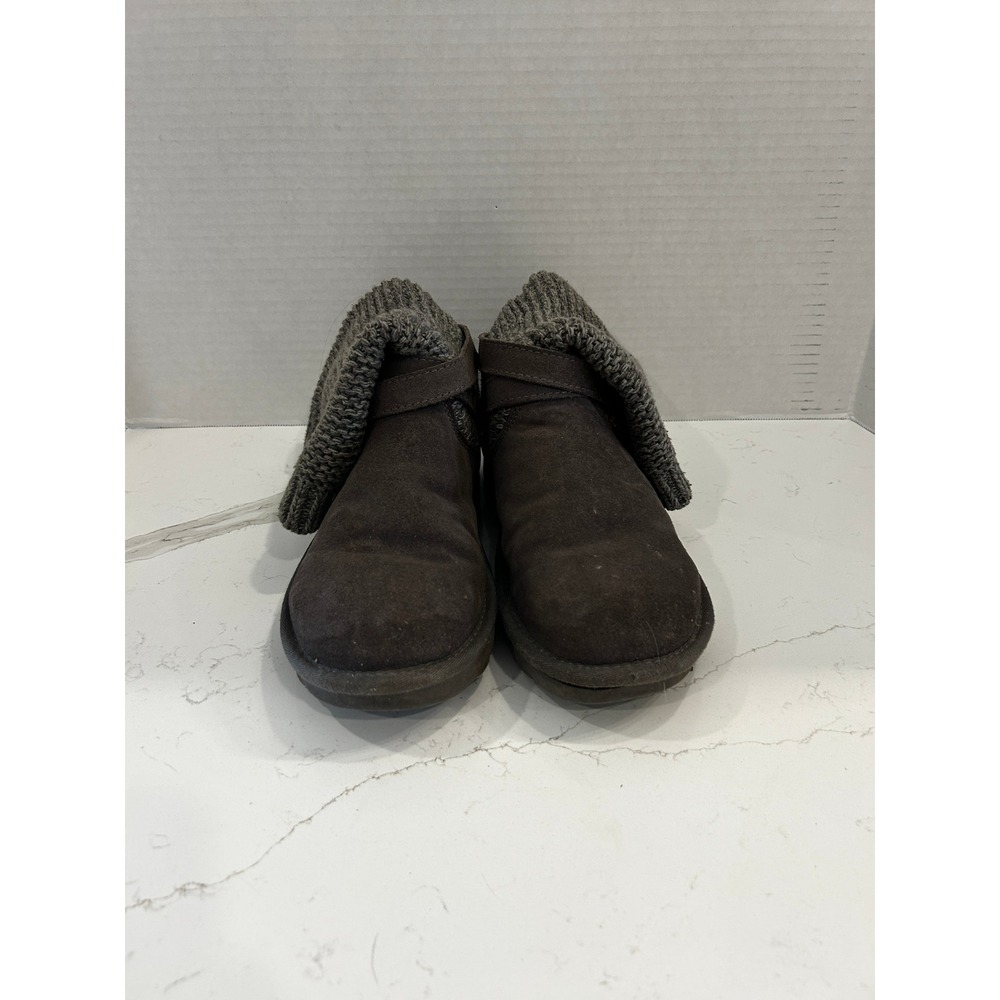 UGG Slippers Womens‎ 9 Brown Knit Collar Sweater Cuff Shearling Cozy Clogs